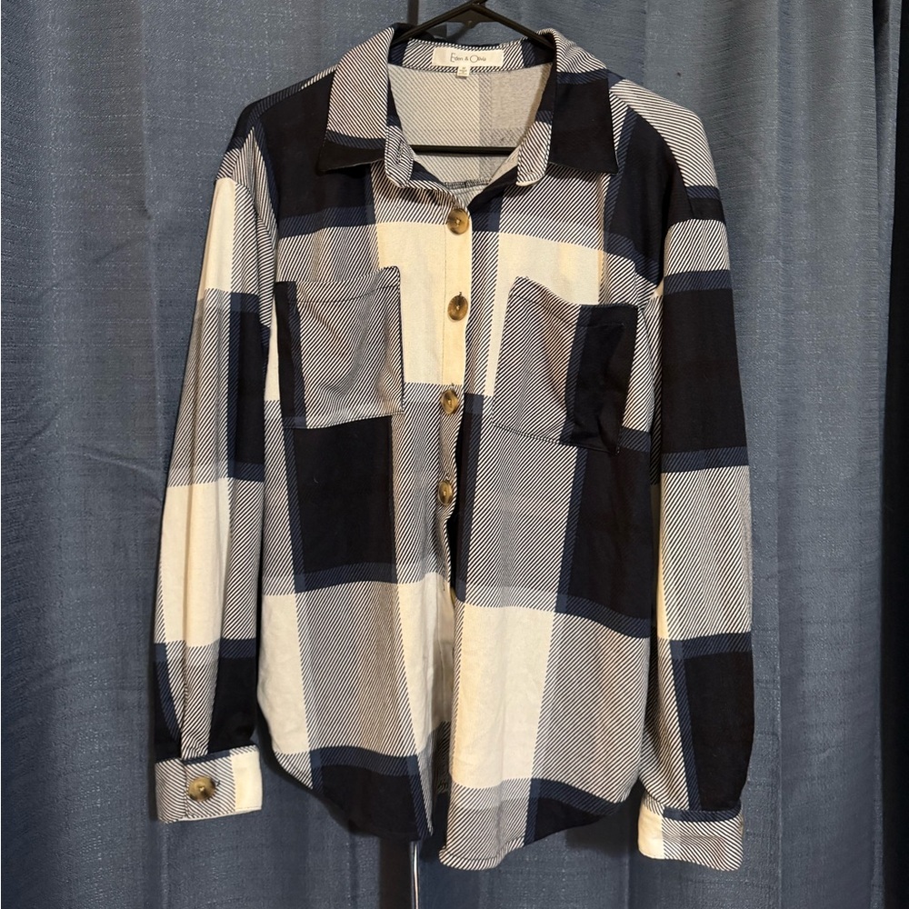 Eden & Olivia Navy and Cream Striped Jacket